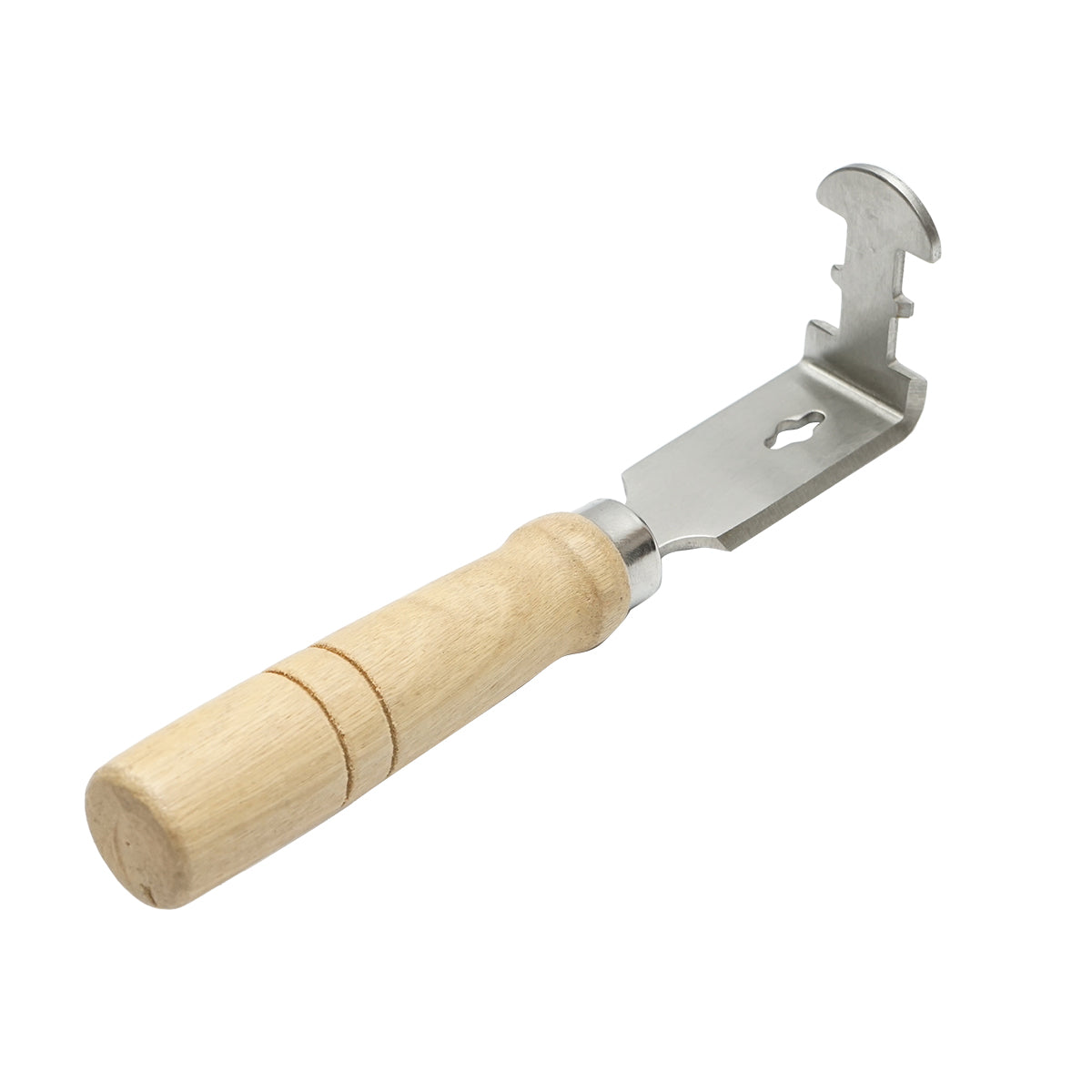 Bee knife with wooden handle for cleaning wax and propolis frames.